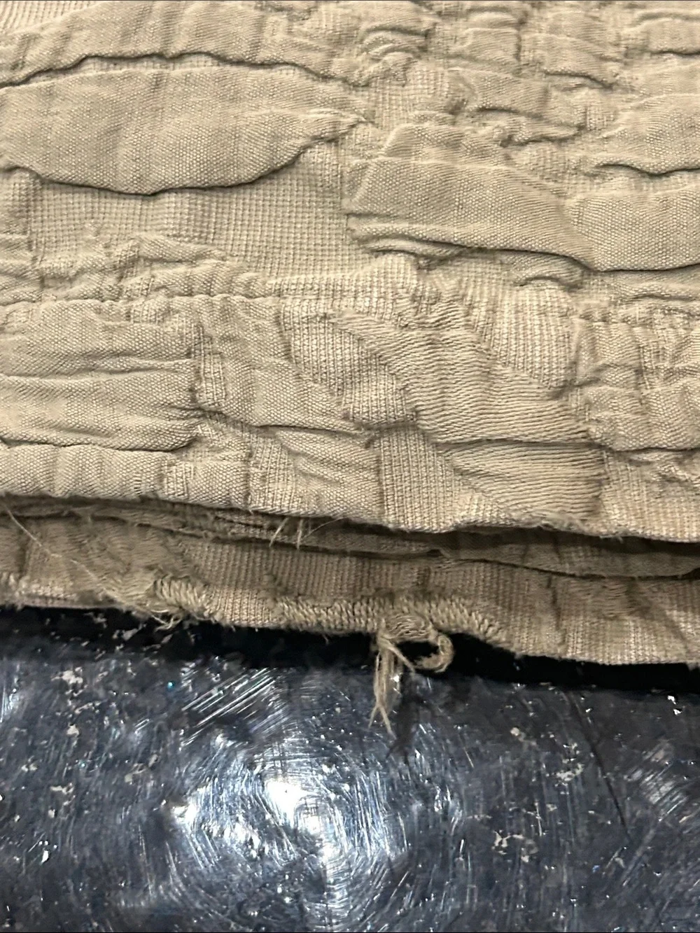 Restoration Hardware Quilted Belgian Linen Distressed Euro Cal King Green/Gray